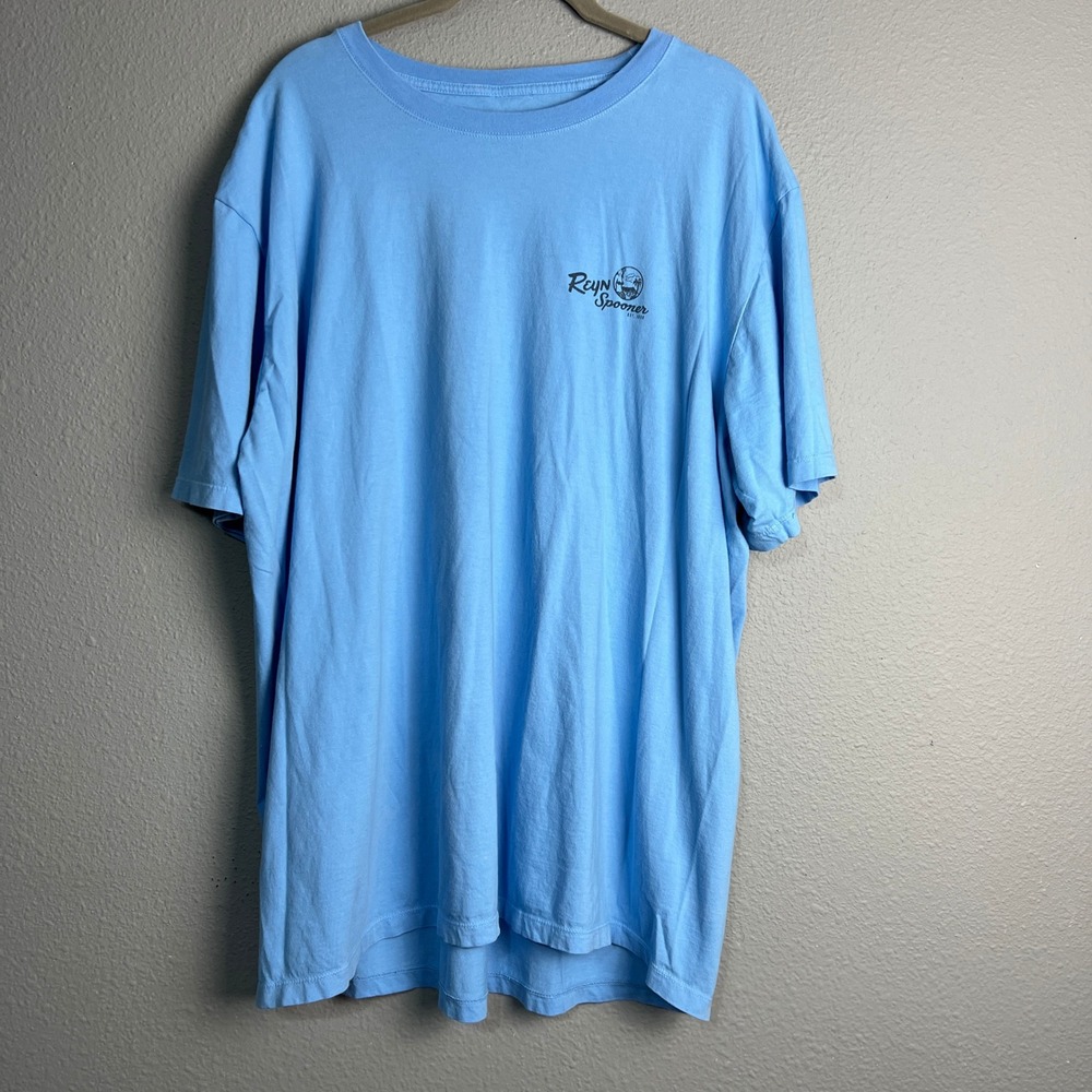 Reyn Spooner Surf Graphic Hawaiian Aloha T-Shirt Limited Issue Casual‎ Blue XL